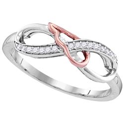 Sterling Silver Womens Round Natural Diamond 2-tone Inf