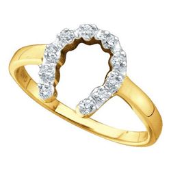 10KT Yellow Gold 0.05CTW DIAMOND LADIES HORSE SHOE RING