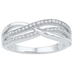 10kt White Gold Womens Round Natural Diamond Crossover