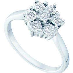 925 Sterling Silver White 0.10CTW DIAMOND FLOWER RING