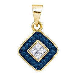 14K Yellow-gold 0.22CTW BLUE DIAMOND MICRO-PAVE PENDANT