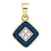 Image 1 : 14K Yellow-gold 0.22CTW BLUE DIAMOND MICRO-PAVE PENDANT