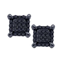 10kt White Gold Womens Round Black Colored Diamond Squa