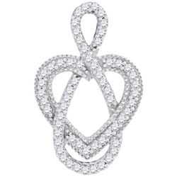 10KT White Gold 0.15CTW-Diamond HEART PENDANT