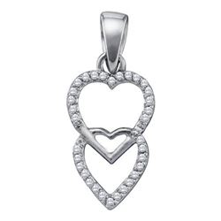 10KT White Gold 0.10CTW DIAMOND HEART PENDANT