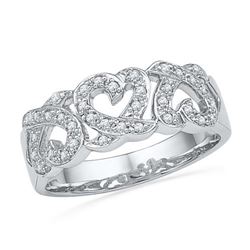 10KT White Gold 0.20CTW DIAMOND HEART BAND