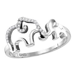 Sterling Silver Womens Round Diamond Double Elephant An