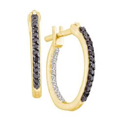 14KT Yellow Gold 0.25CTW BLACK DIAMOND FASHION HOOPS