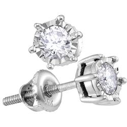 10kt White Gold Womens Round Diamond Solitaire Screwbac