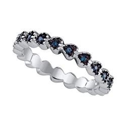 925 Sterling Silver White 0.23CTW BLUE DIAMOND MICRO PA
