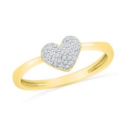 10K Yellow-gold 0.10CTW DIAMOND FASHION HEART RING