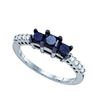 Image 1 : 10K White-gold 0.98CTW BLACK DIAMOND 3 STONE RING