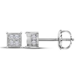 10kt White Gold Womens Round Diamond Square Cluster Scr