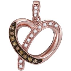 14kt Rose Gold Womens Cognac-brown Colored Diamond Hear