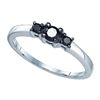 Image 1 : 10K White-gold 0.27CTW BLACK DIAMOND MICRO-PAVE RING