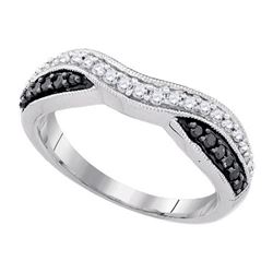 10K White-gold 0.33CTW-BLACK DIAMOND RING