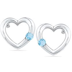 10kt White Gold Womens Round Lab-Created Blue Topaz Hea