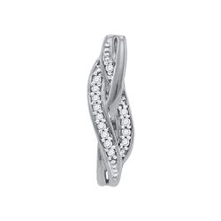 10kt White Gold Womens Round Diamond Vertical Woven Str