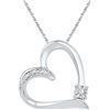 Image 1 : Sterling Silver Womens Round Diamond Solitaire Heart Lo