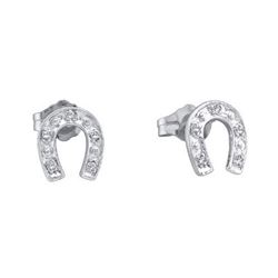 10KT White Gold 0.05CTW ROUND DIAMOND LADIES HORSE SHOE