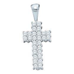 14KT White Gold 0.25CTW ROUND DIAMOND LADIES CROSS PEND