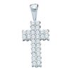 Image 1 : 14KT White Gold 0.25CTW ROUND DIAMOND LADIES CROSS PEND