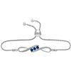 Image 1 : Sterling Silver Womens Round Lab-Created Blue Sapphire