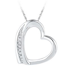 10KT White Gold 0.03CTW DIAMOND FASHION PENDANT