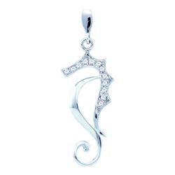 10KT White Gold 0.05CTW DIAMOND SEA HORSE PENDANT