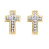 Image 1 : 10KT Yellow Gold 0.10CTW DIAMOND CROSS EARRINGS