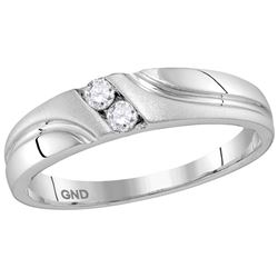 10kt White Gold Mens Round Natural Diamond Wedding Anni