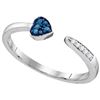 Image 1 : Sterling Silver Womens Round Blue Colored Diamond Bisec