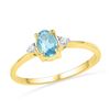 Image 1 : 10kt Yellow Gold Womens Oval Lab-Created Blue Topaz Sol