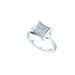 Sterling Silver Womens Round Diamond Square Kite Cluste