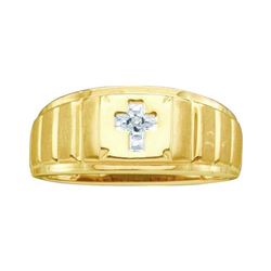 10kt Yellow Gold Mens Round Diamond Christian Cross Fai