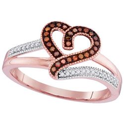 10KT Rose Gold 0.14CTW RED DIAMOND MICRO-PAVE RING