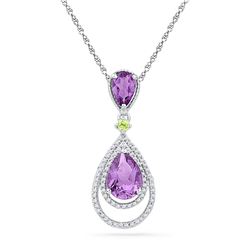 10kt White Gold Womens Oval Lab-Created Amethyst Diamon