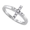 Image 1 : 925 Sterling Silver White 0.13CT DIAMOND CROSS RING