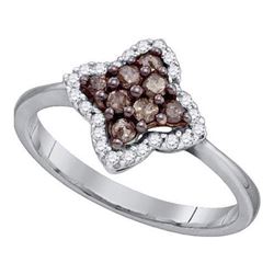 10KT White Gold 0.34CTW COGNAC DIAMOND FASHION RING