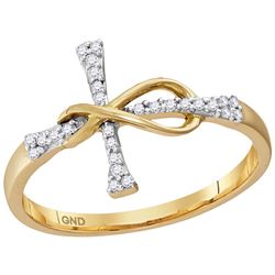 10kt Yellow Gold Womens Round Natural Diamond Cross Fai