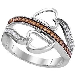 10KT White Gold 0.21CTW COGNAC DIAMOND FASHION RING