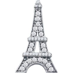 10kt White Gold Womens Round Natural Diamond Eiffel Tow