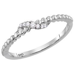 10kt White Gold Womens Round Diamond Crossover Stackabl