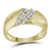 Image 1 : Mens 10K Yellow Gold 2 Row Channel Diamond Wedding Enga