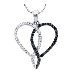 10KT White Gold 0.36CTW DIAMOND HEART PENDANT