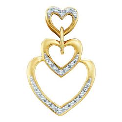 14K Yellow-gold 0.06CTW ROUND DIAMOND HEART PENDENT