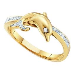 10K Yellow-gold 0.05CTW DIAMOND DOLPHIN RING