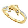 Image 1 : 10K Yellow-gold 0.05CTW DIAMOND DOLPHIN RING