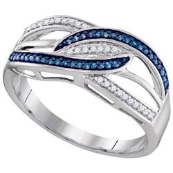 925 Sterling Silver White 0.13CTW BLUE DIAMOND FASHION