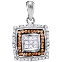 10KT White Gold 0.33CTW COGNAC DIAMOND FASHION PENDANT